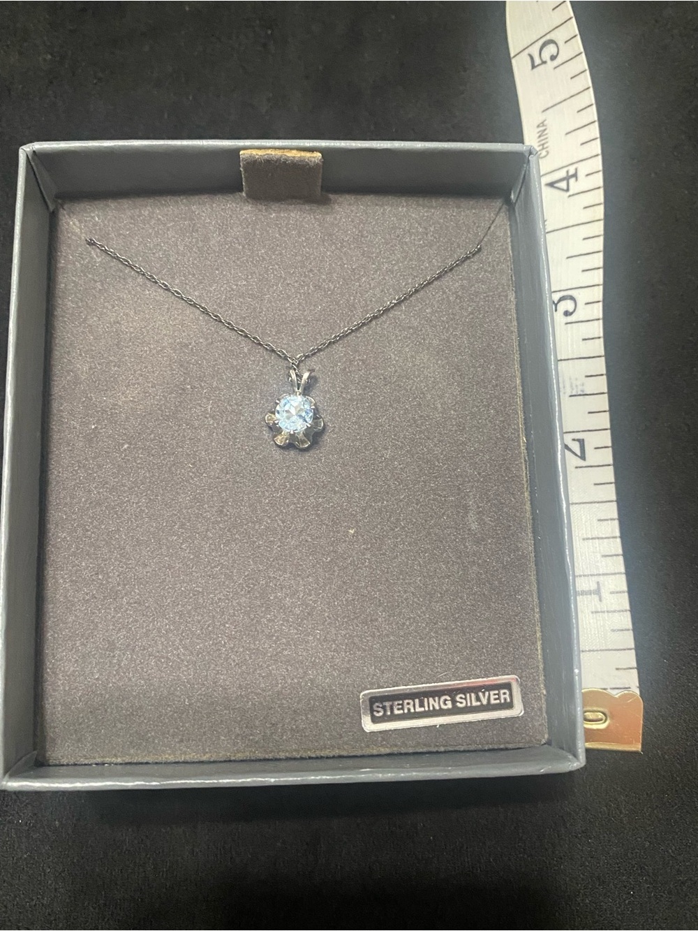 Sterling Silver Blue Crystal Flower Pendant Necklace